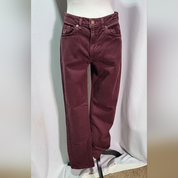 American Apparel Denim - American Apparel Women's Burgundy Red Straight Leg Jeans Size 33/16 (Runs Small)